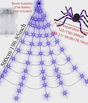 Grote Halloween Spider Web Verlichting met 250 LED's en Gigantische Spin - 5 Meter