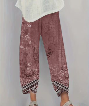 Plus Size Wijde Leg Broek Dames met Bloemenprint