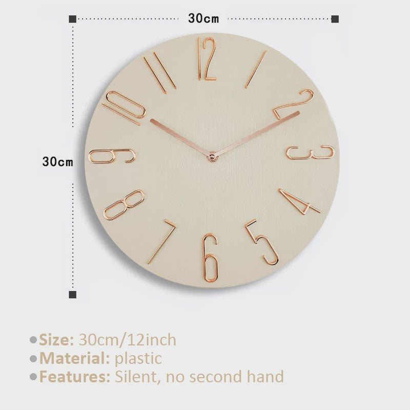 Stille Wandklok 30cm - Scandinavisch Design, Modern & Strak, Zonder Secondewijzer
