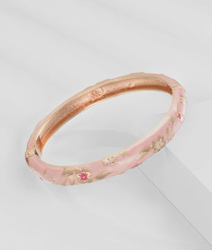 Chique Roze Emaille Armbanden Set - Bloemen & Kristallen