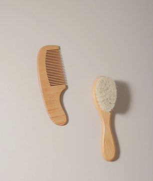 Babyset: Houten Babyborstel en Kam - Zacht voor de Babyhuid
