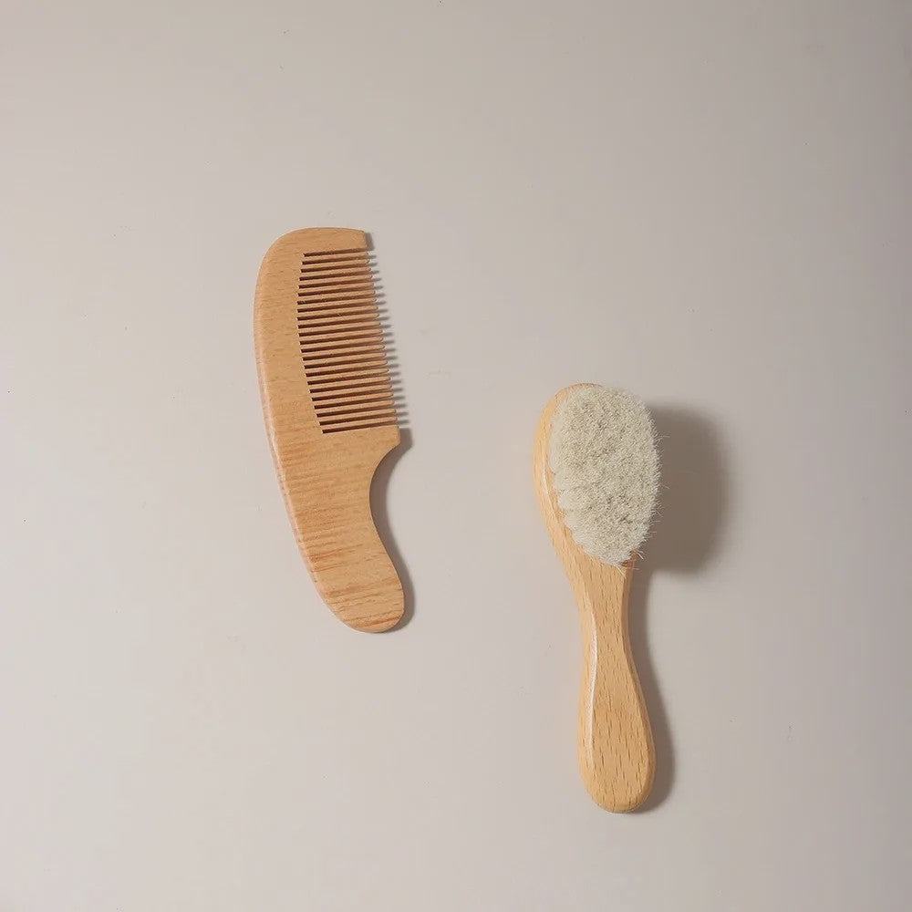 Babyset: Houten Babyborstel en Kam - Zacht voor de Babyhuid