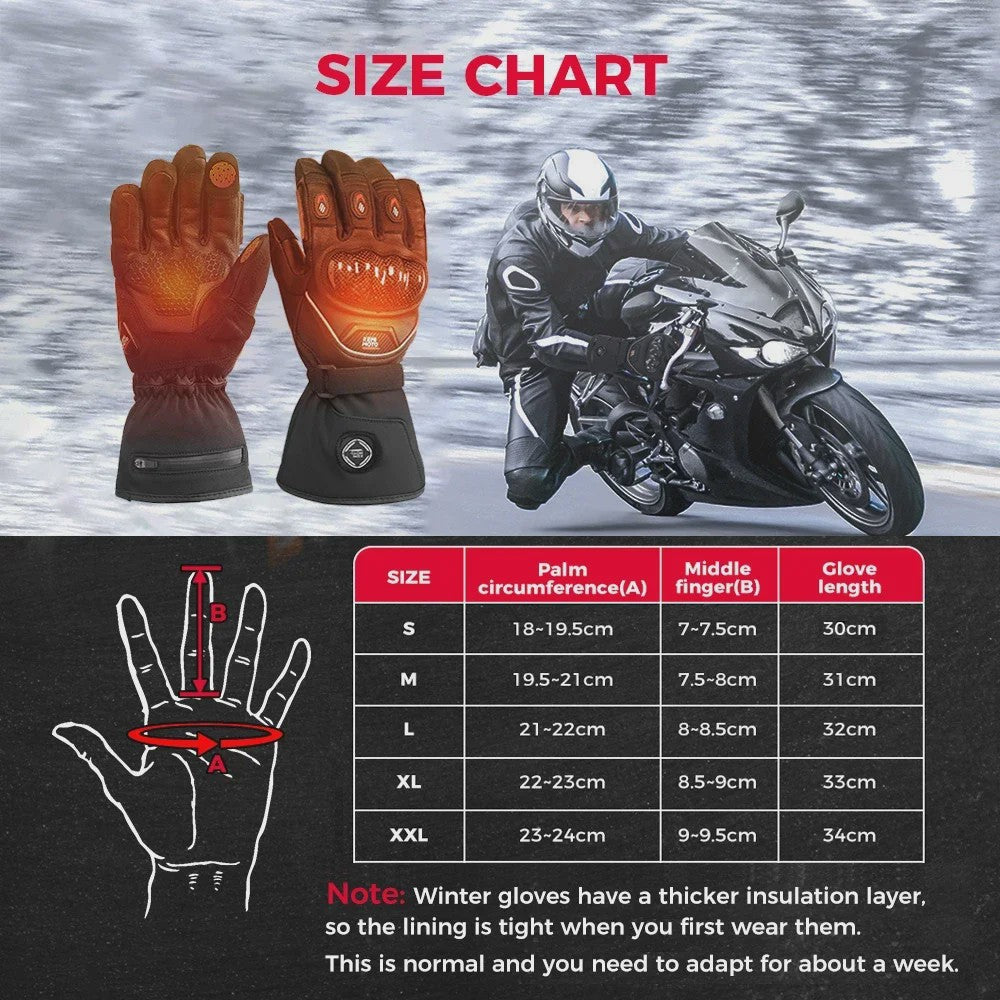 KEMIMOTO Elektrische Motorhandschoenen - Waterdicht, Verwarmd met Touchscreen & CE-certificering