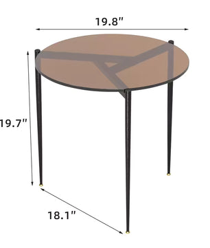 Glazen salontafel 80 cm – modern met zwart metalen poten
