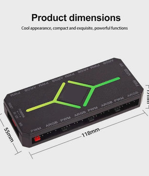 5V ARGB & PWM Fan Hub Controller met 9 Poorten - PC Case Fan Uitbreiding
