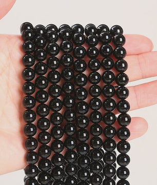Natuurlijke Zwarte Toermalijn Kralen Rond Losse Spacer Edelsteen - 4-12mm voor Sieraden Maken