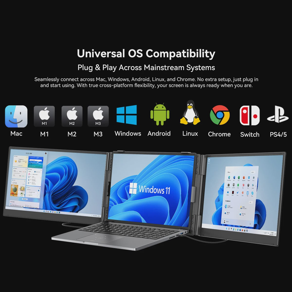 Blackview DCM6 14" FHD IPS Triple Laptop Screen Extender - Draagbaar & Uitbreidbaar