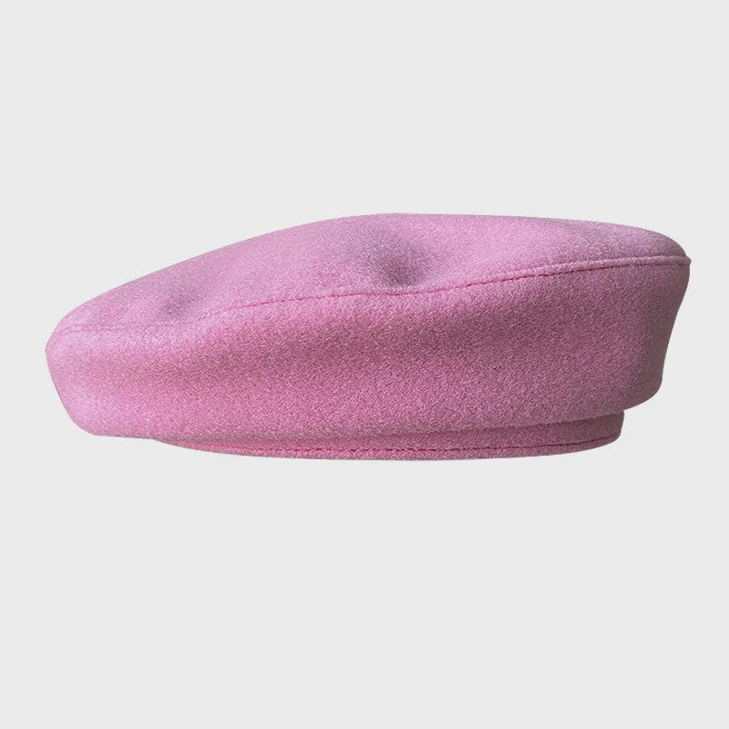 Roze Baret Dames - Koreaanse Stijl Minimalistisch Elegant Schildersmutsje