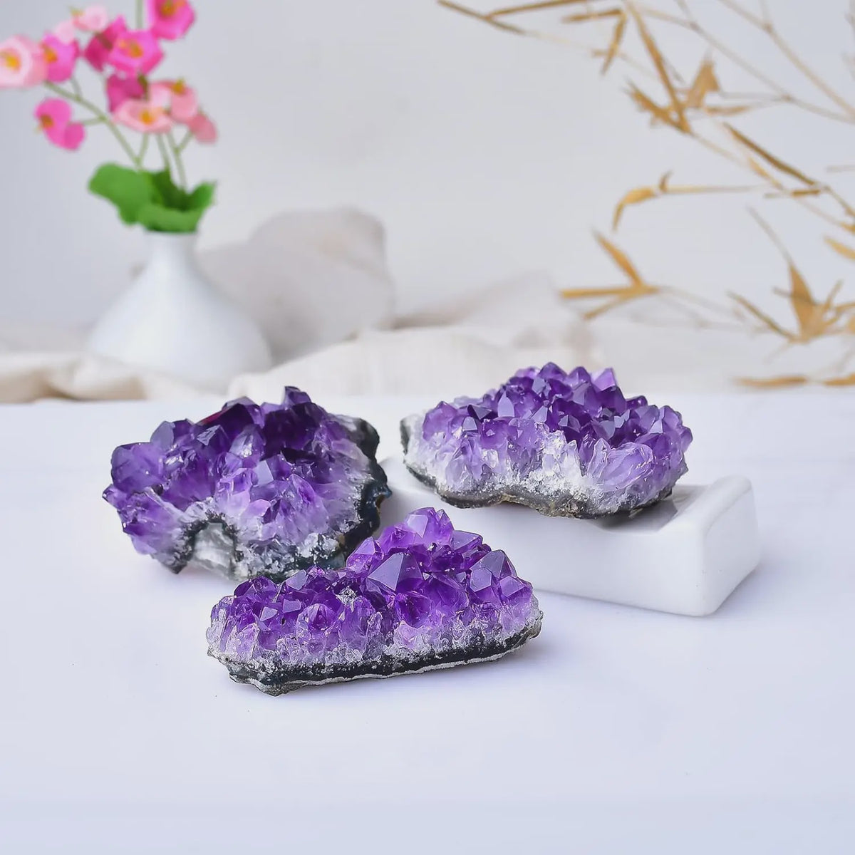 Amethist Kristal Cluster Set - 9 Stuks Natuurlijke Amethist Geodes voor Meditatie & Ontspanning