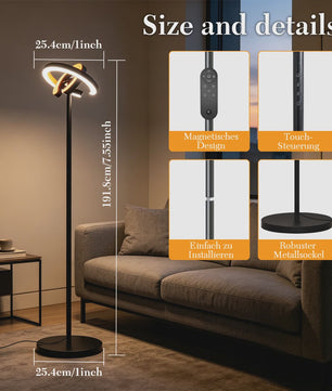 Moderne LED Vloerlamp met Touch & Afstandsbediening - Instelbare Kleur & Helderheid - Ideaal voor Lezen & Werk