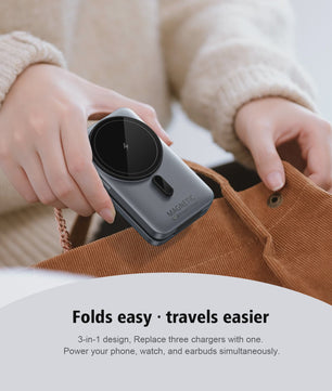 3-in-1 Magnetische Draadloze Oplader voor iPhone, Apple Watch & AirPods - Opvouwbaar