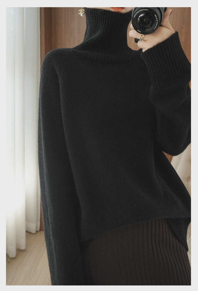Dames 100% Kasjmier Coltrui - Dikke, Losse Pullover voor Herfst & Winter