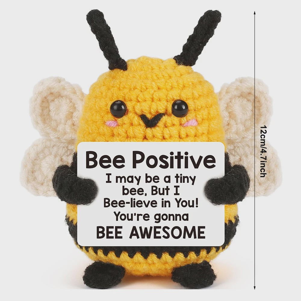 Schattige Gehaakte Bij - Motiverende Decoratie & Positieve Energie Cadeau