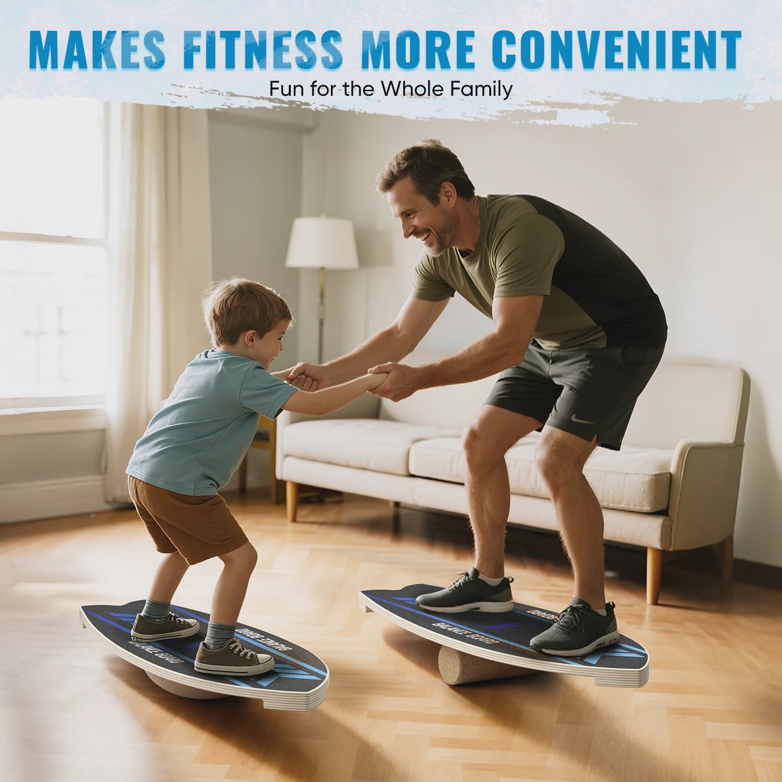 Balance Board Wood Sportneer Indoor Board Skateboard, Indoor Surfboard, Trickboard and Balance Board for Children and Adults