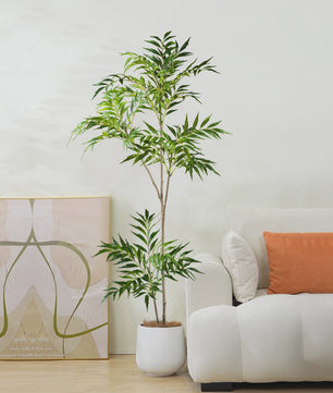 Grote Kunstplant 78-140cm - Real Touch Palmboom met Bamboe-look Bladeren voor Huis & Kantoor