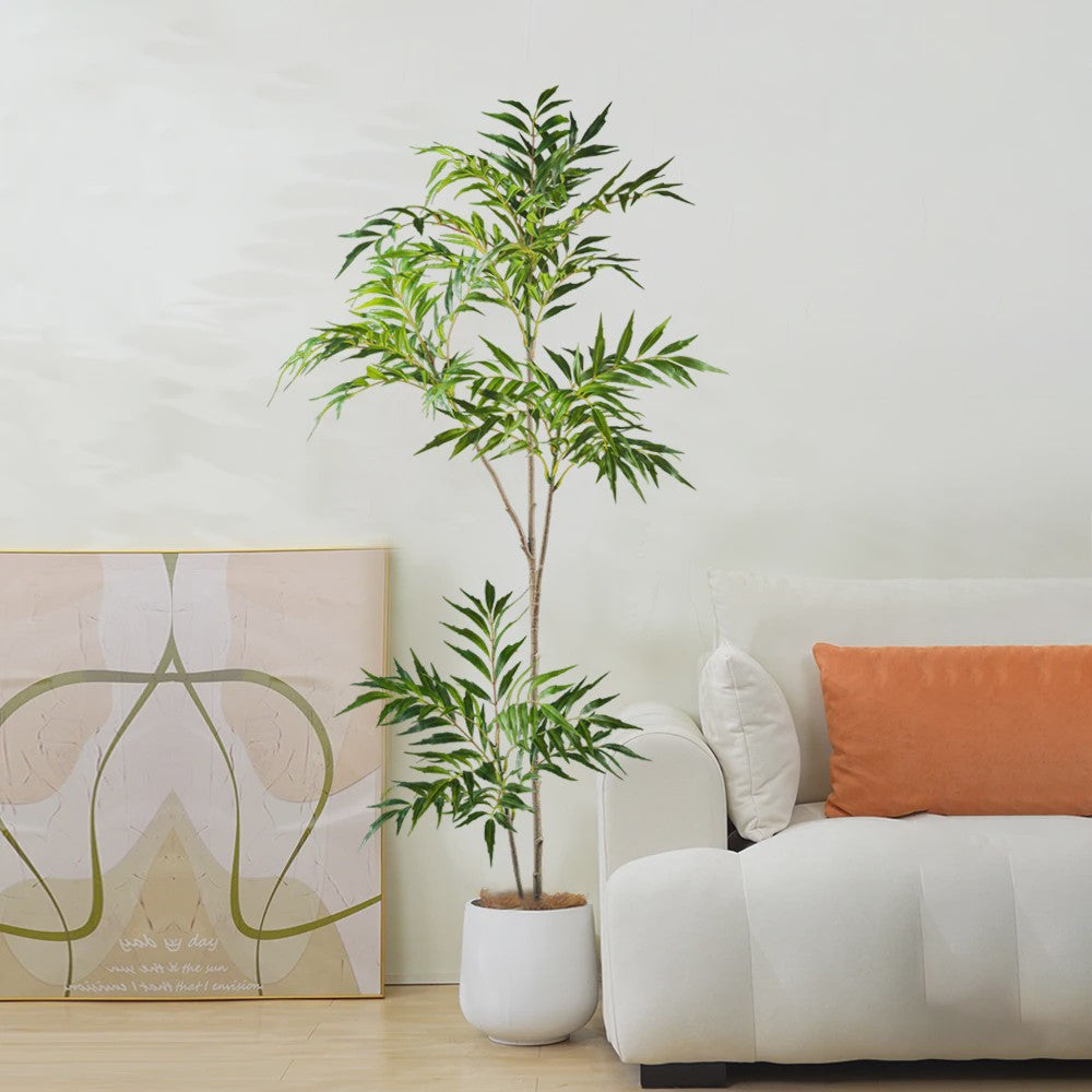 Grote Kunstplant 78-140cm - Real Touch Palmboom met Bamboe-look Bladeren voor Huis & Kantoor