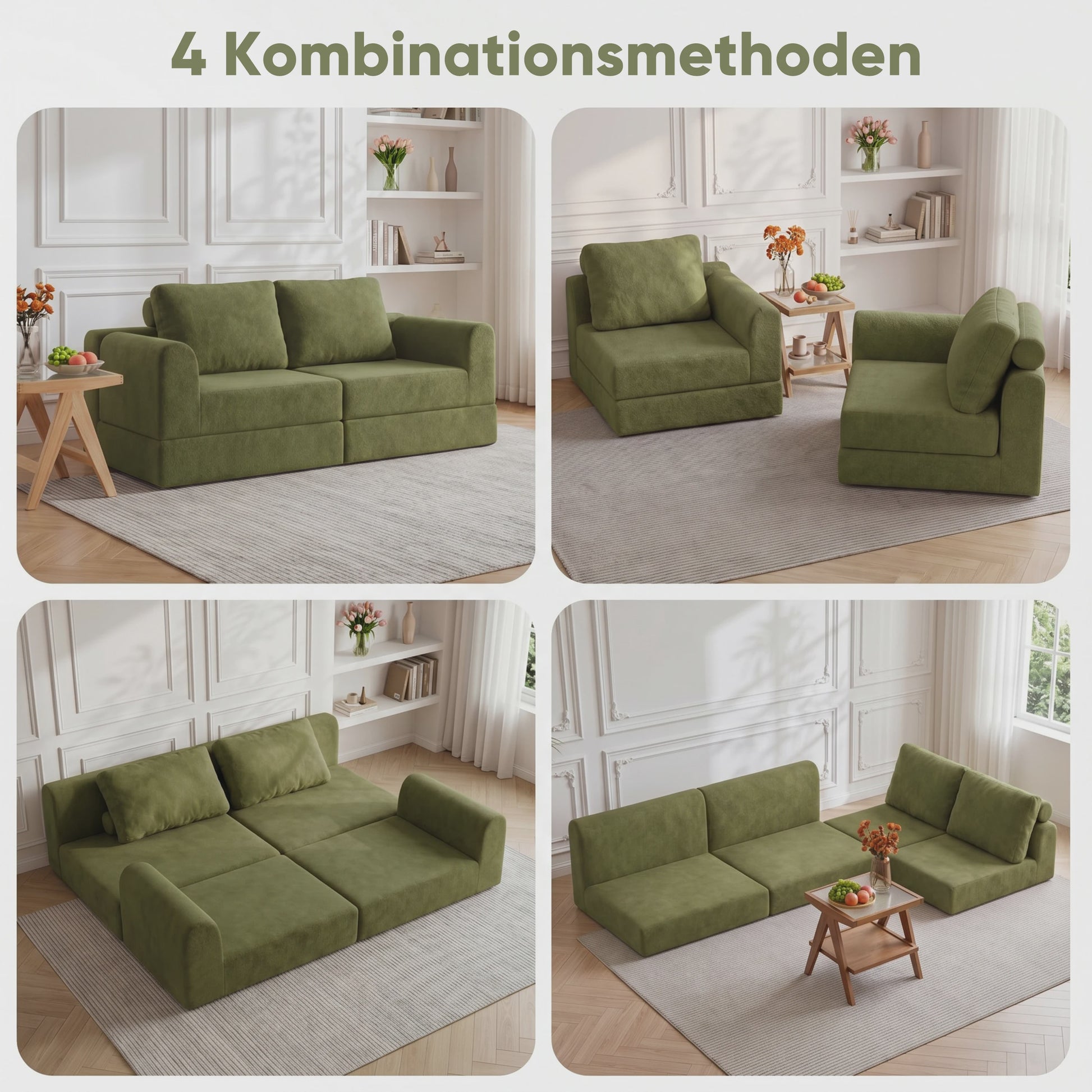 Groene 2-zits Slaapbank met Traagschuim | Flanel | 160x80 cm | Futon Sofa voor Woonkamer & Kleine Ruimtes