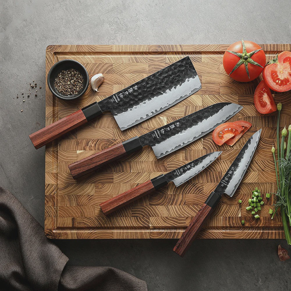 HEZHEN Keukenmes Set 4-delig - 3-laags Composiet Staal, Santoku & Nakiri