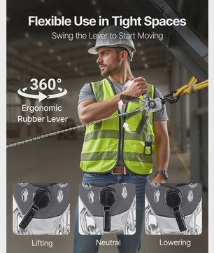 Handkettingtakel 0.5T/0.25T - 5/10/20FT Hefhoogte - G80 Staalketen - Dubbele Rem