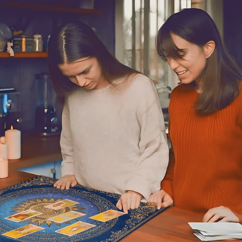 Barokke Gouden Zon Mandala Tarotkleed - Art Nouveau Design voor Rituelen & Decoratie