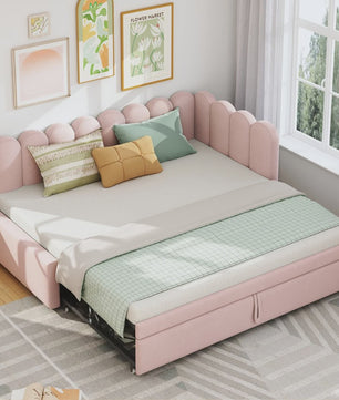 Multifunctionele Velours Sofa Bed met Uitschuifbaar Gastenbed - Ruimtebesparend Design