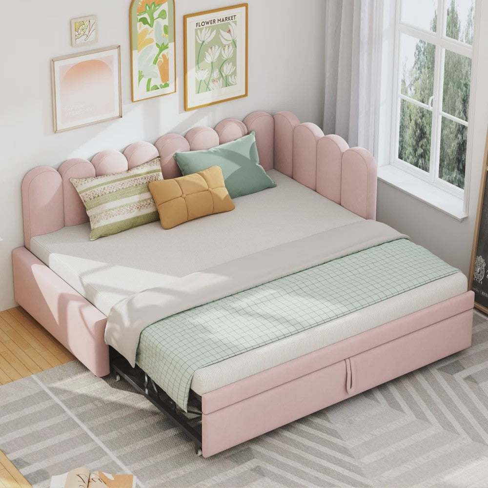Multifunctionele Velours Sofa Bed met Uitschuifbaar Gastenbed - Ruimtebesparend Design