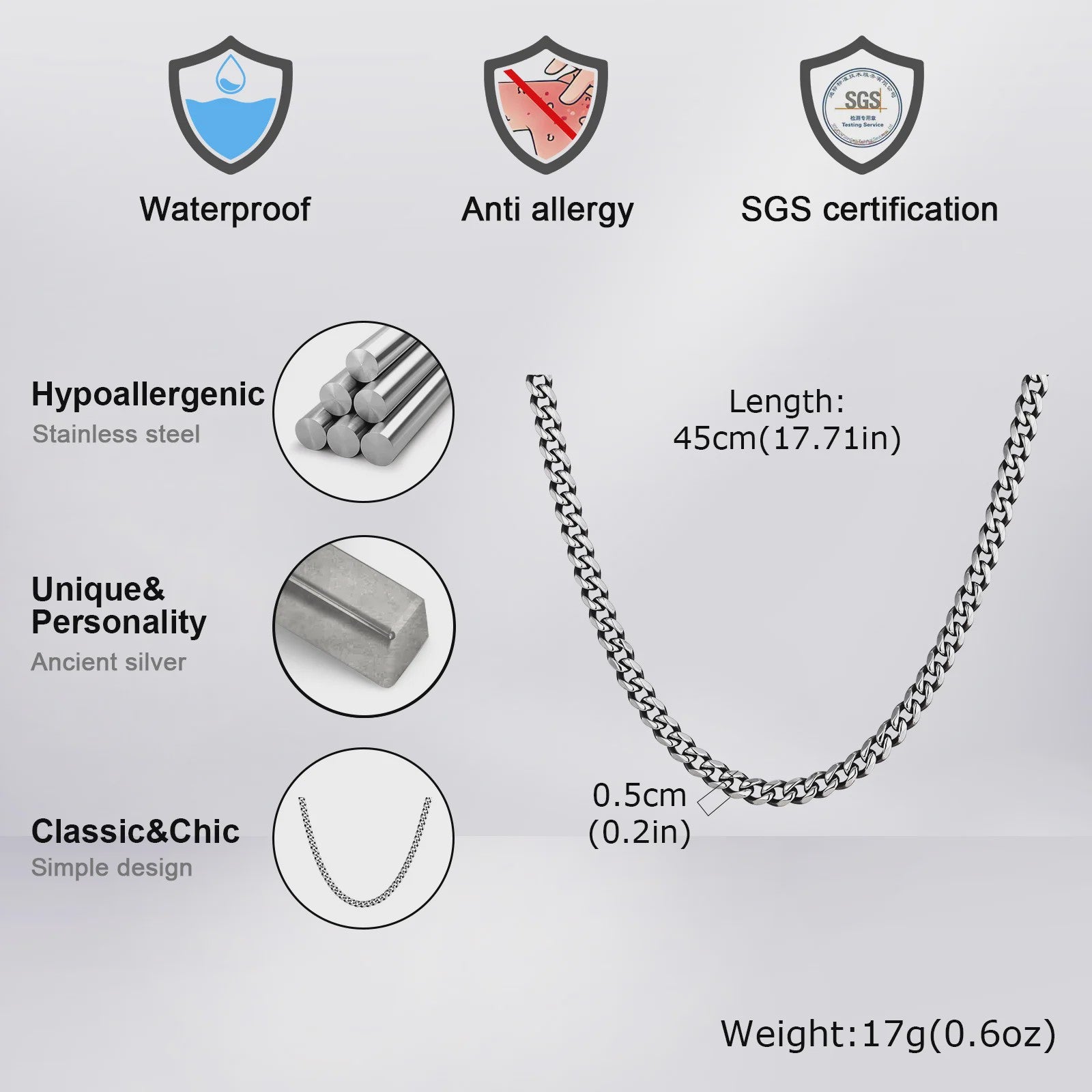 Klassieke Cuban Chain Ketting Heren Dames - Roestvrij Staal (3-11mm)