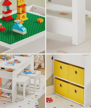Kinder Speeltafel met 2 Stoelen en Opbergruimte - Wit