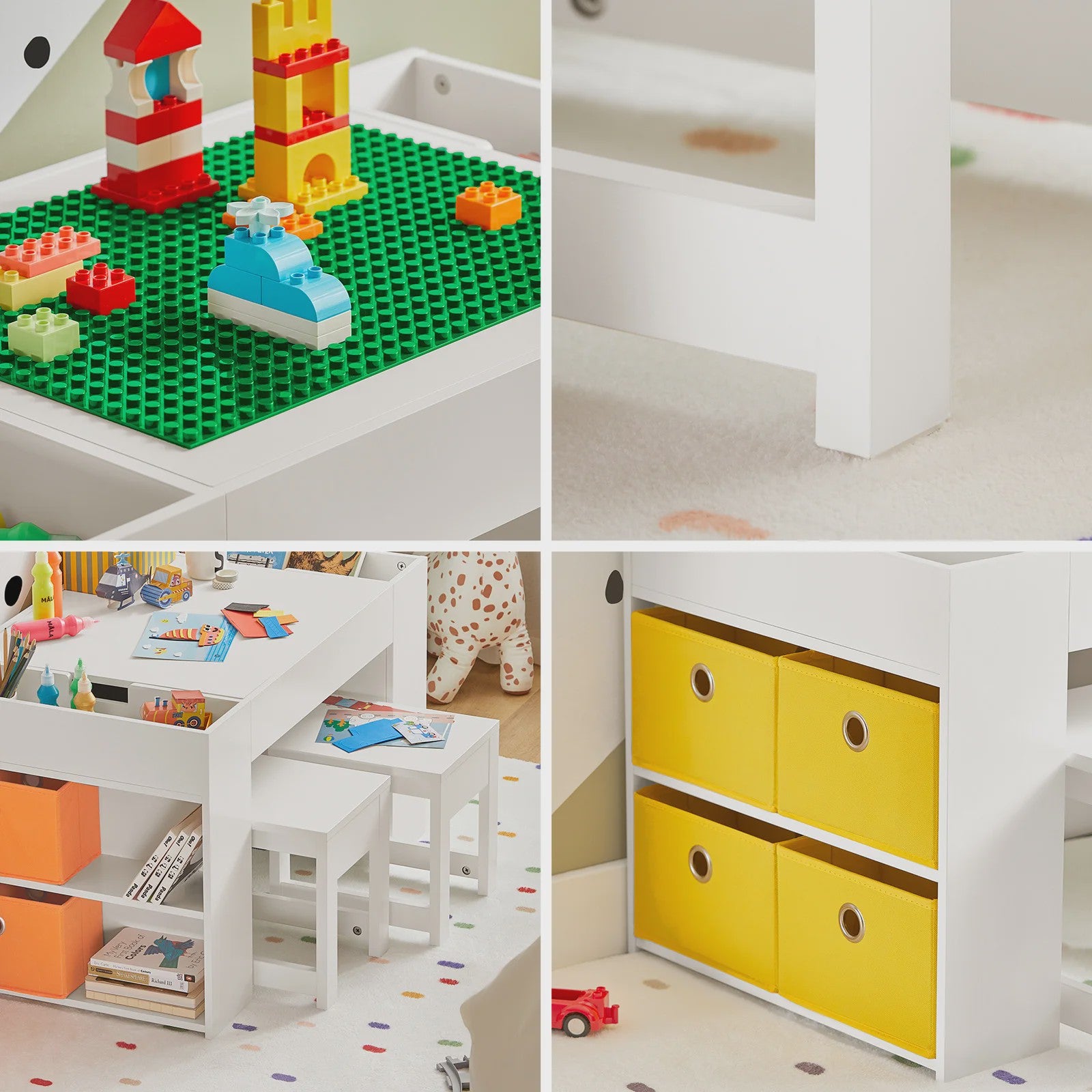 Kinder Speeltafel met 2 Stoelen en Opbergruimte - Wit