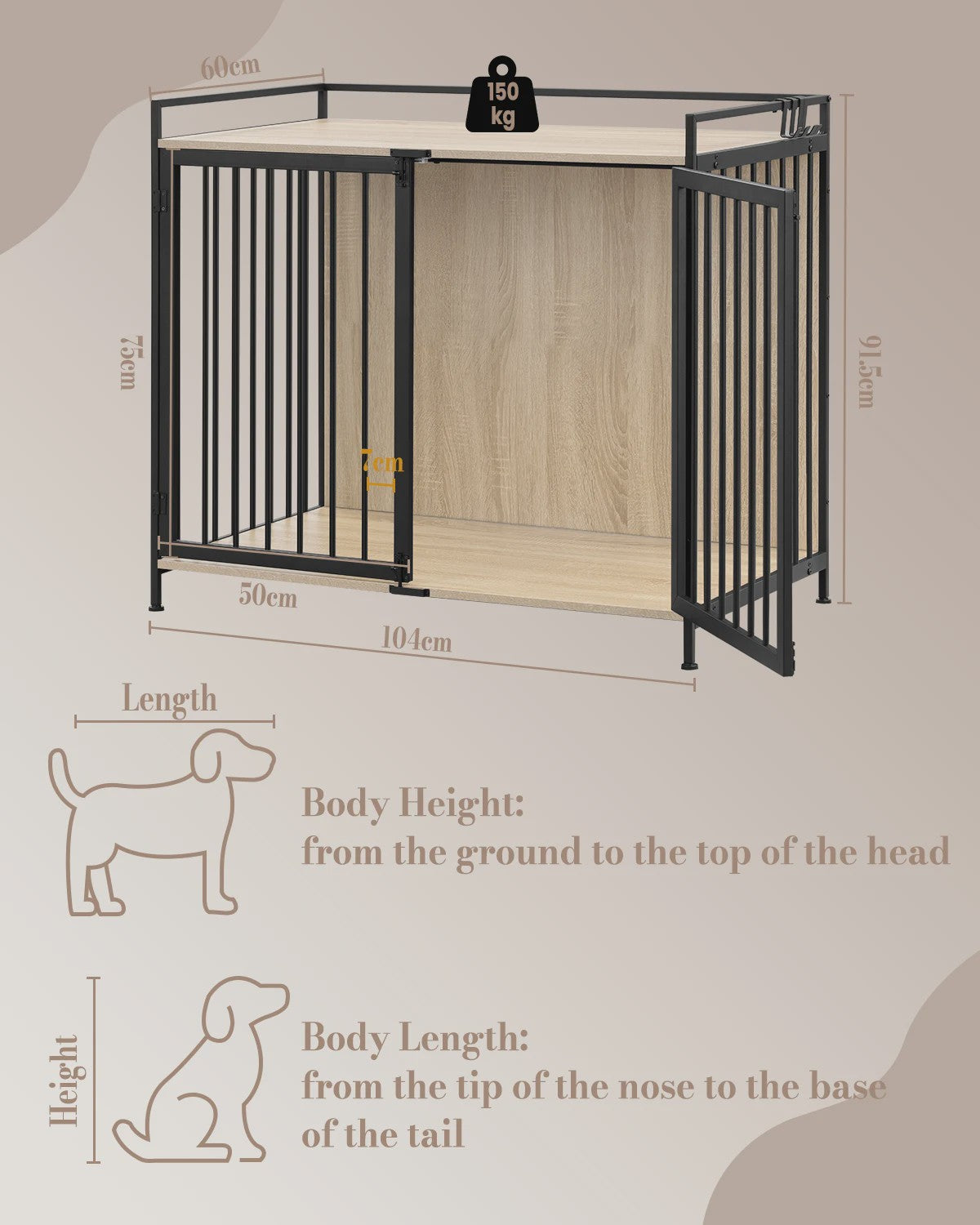 Stijlvolle Houten Hondenkennel met Afsluitbare Deur - 104x92x60cm