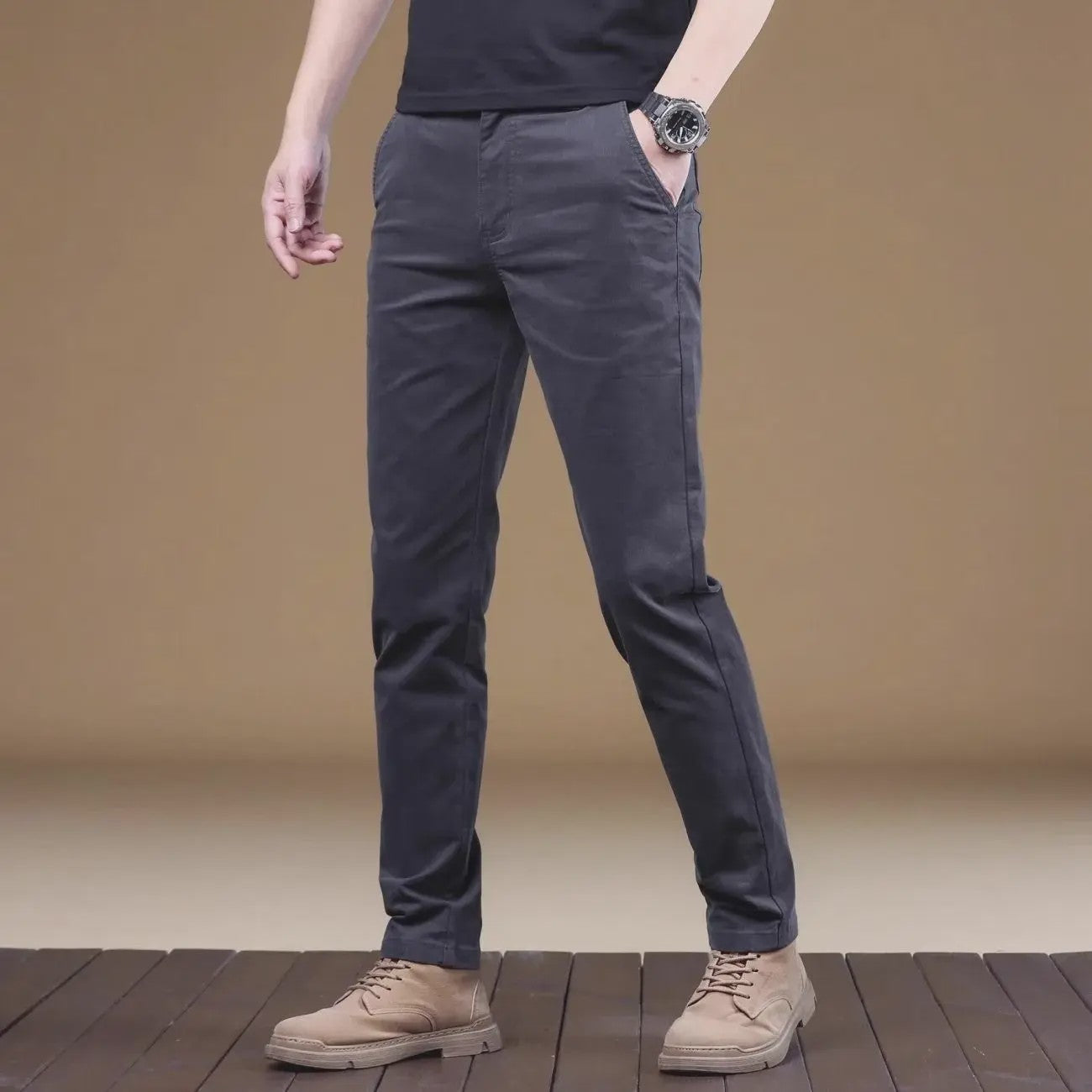 Herfst/Winter Heren Slim Fit Katoenen Broek - Casual & Zakelijk