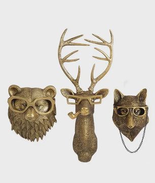 Gouden Hertenkop Wandhaak - Decoratieve Resin Muurhanger met Opbergfunctie