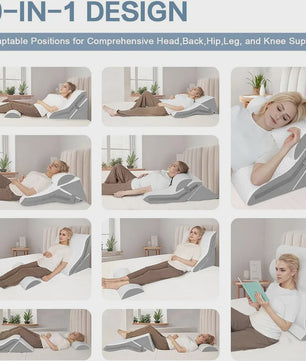 Verstelbaar Wig Kussen Set: Comfort voor Slapen, Rugpijn, Zuurbranden & Herstel