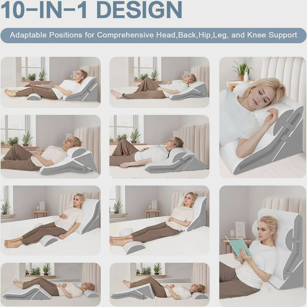 Verstelbaar Wig Kussen Set: Comfort voor Slapen, Rugpijn, Zuurbranden & Herstel