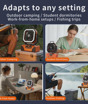 Oplaadbare Camping Ventilator met LED Licht & Afstandsbediening - 100 Uur Runtime