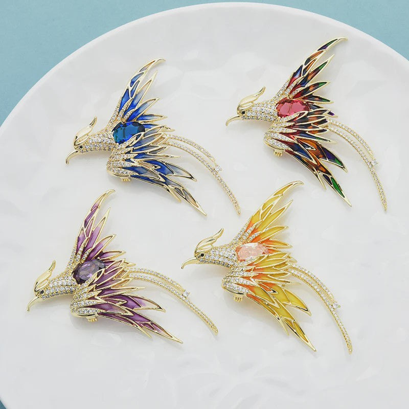 Prachtige Kristallen Feniks Broche - Luxe Dieren Speld voor Dames en Heren