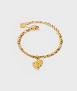 Schattige Baby Anklet met Voetjes Bedel - Anti-allergisch Roestvrij Staal
