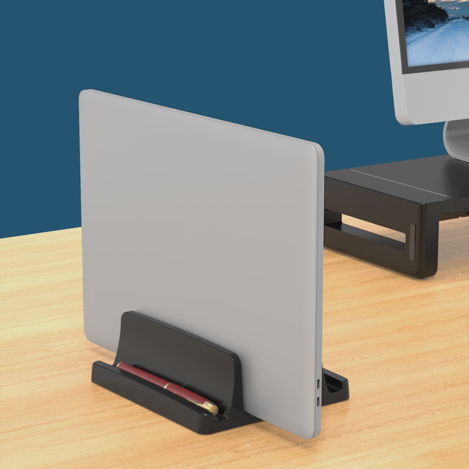 Verticale Laptop Stand met 3 Sleuven - Organizer voor MacBook, Tablet & Telefoon