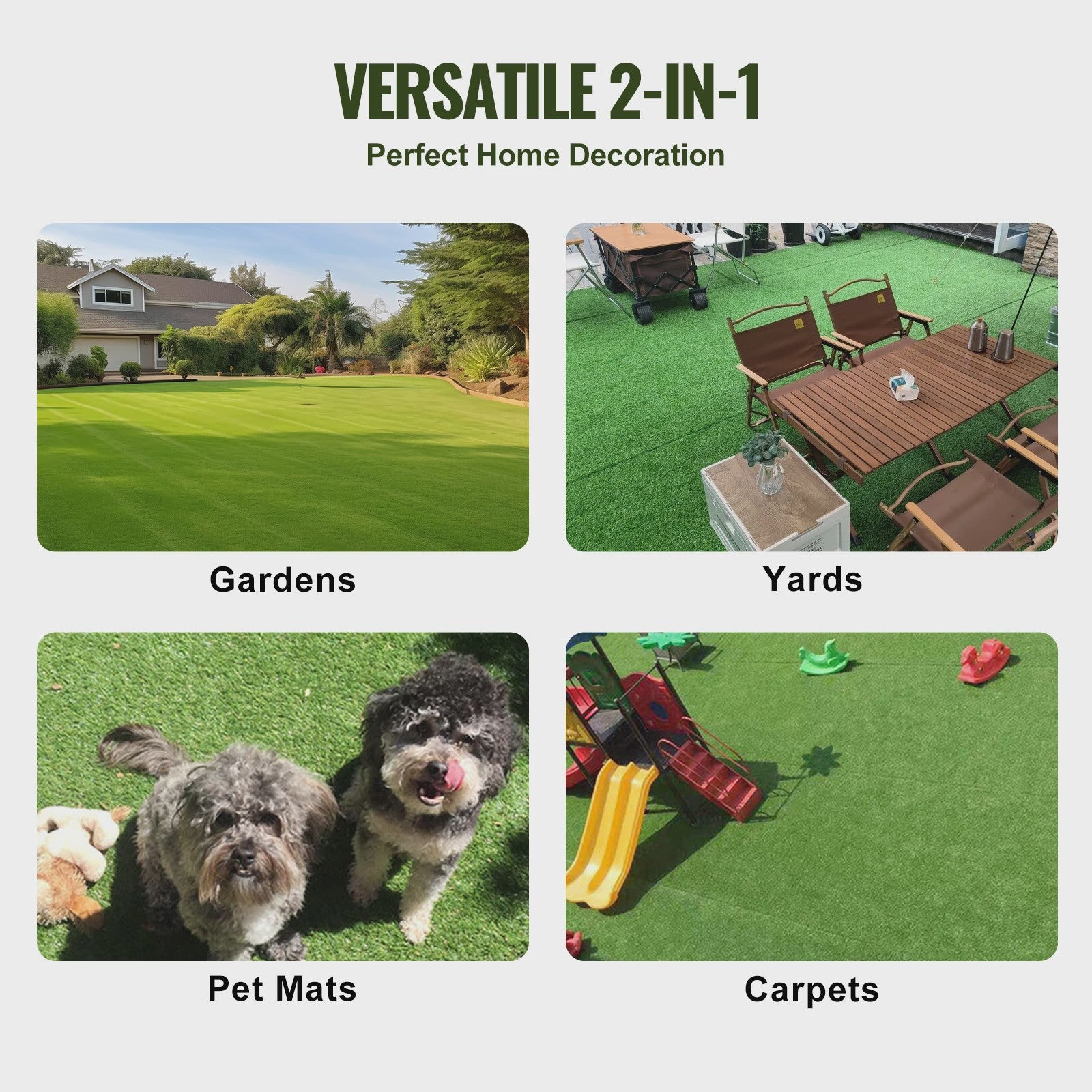 Kunstgras Tapijt - Realistisch Groen Gazon voor Buiten, Terras & Tuin - Makkelijk Schoon te Maken met Afvoer