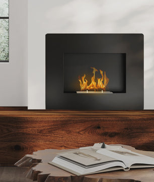 Wandmodel Bio-ethanol Haard 66x52 cm Zwart met 0.9L Tank