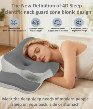 Ergonomisch Memory Foam Kussen met IJs Zijde - Nekondersteuning & Ademend