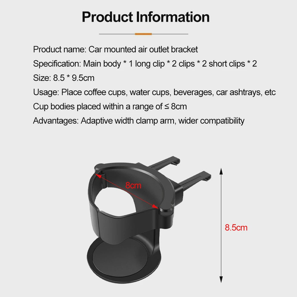 Universele Auto Air Vent Bekerhouder - Verstelbaar voor Koffie, Water & Meer