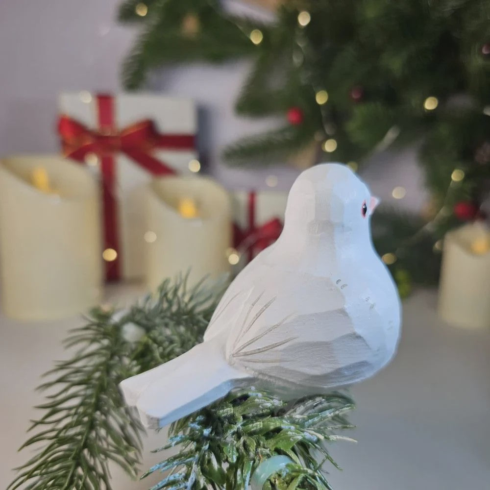 Handgesneden Houten Duif Beeldje - Vredesvogel Decoratie