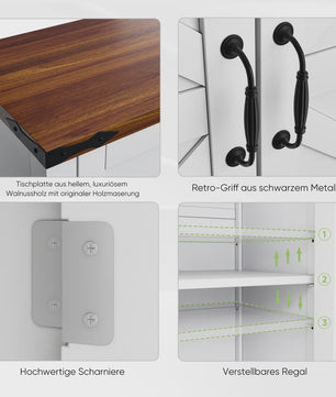 Moderne Badkamerkast met Lades en Verstelbare Planken - Walnoot Houtlook Blad