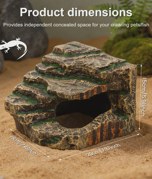 Decoratieve Reptielen Grot & Basking Platform - Hars Ornament voor Aquarium en Terrarium