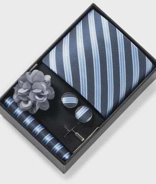 Luxe Heren Cadeauset: Strikdas, Zakdoek, Manchetknopen, Clip & Broche - Perfect voor Bruiloft & Feest