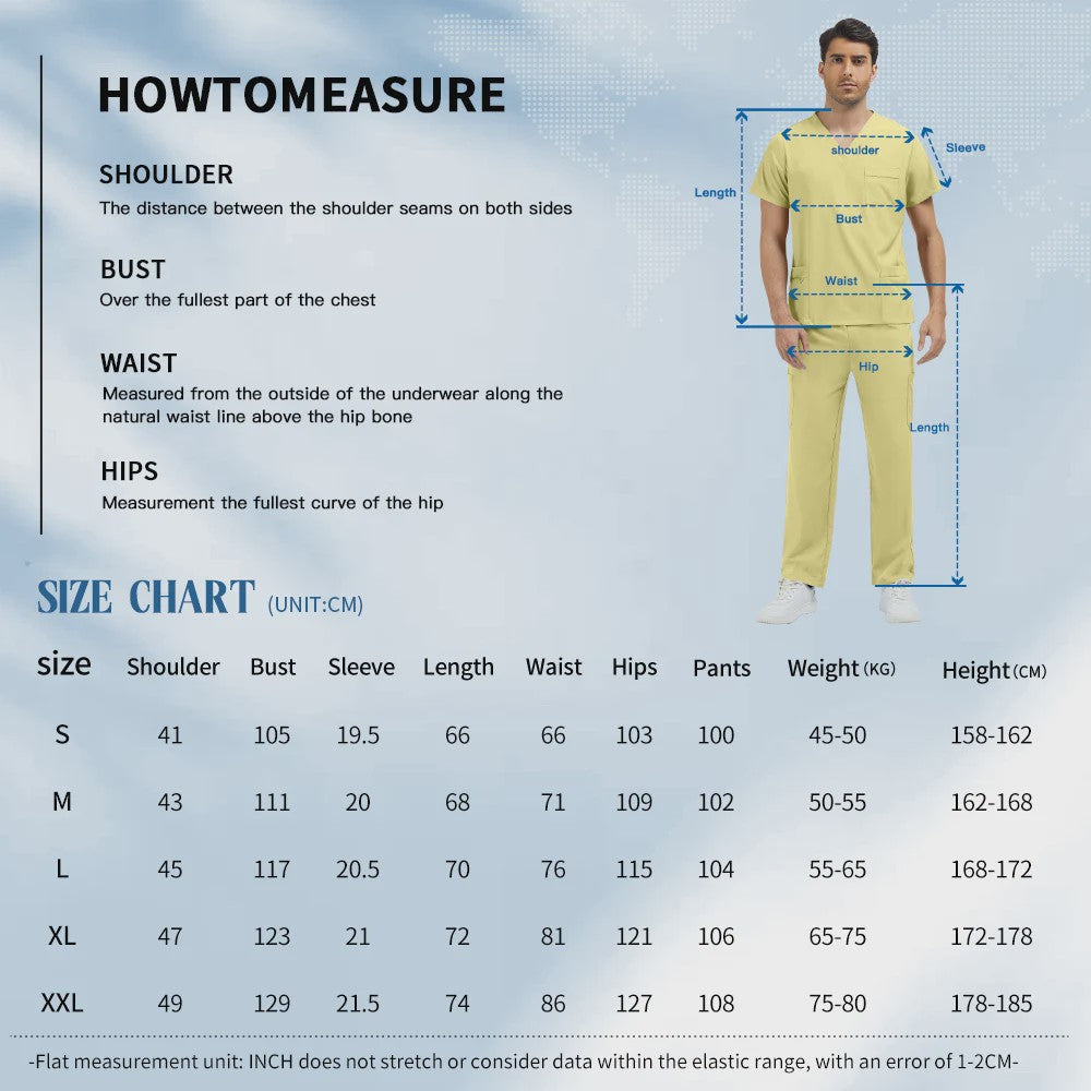 Niaahinn Heren Scrubs Set - Medische Werkkleding voor Ziekenhuis & Zorgprofessionals