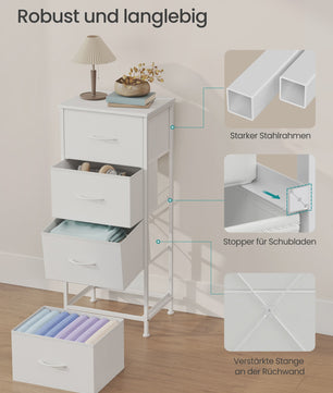 SONGMICS Ladekast met 4 Stoffen Lades - Opbergkast met Stalen Frame en MDF Topblad