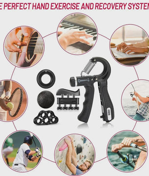Verstelbare Handknijper Set (5-60kg) met Vinger Oefenaar - Spieropbouw & Herstel