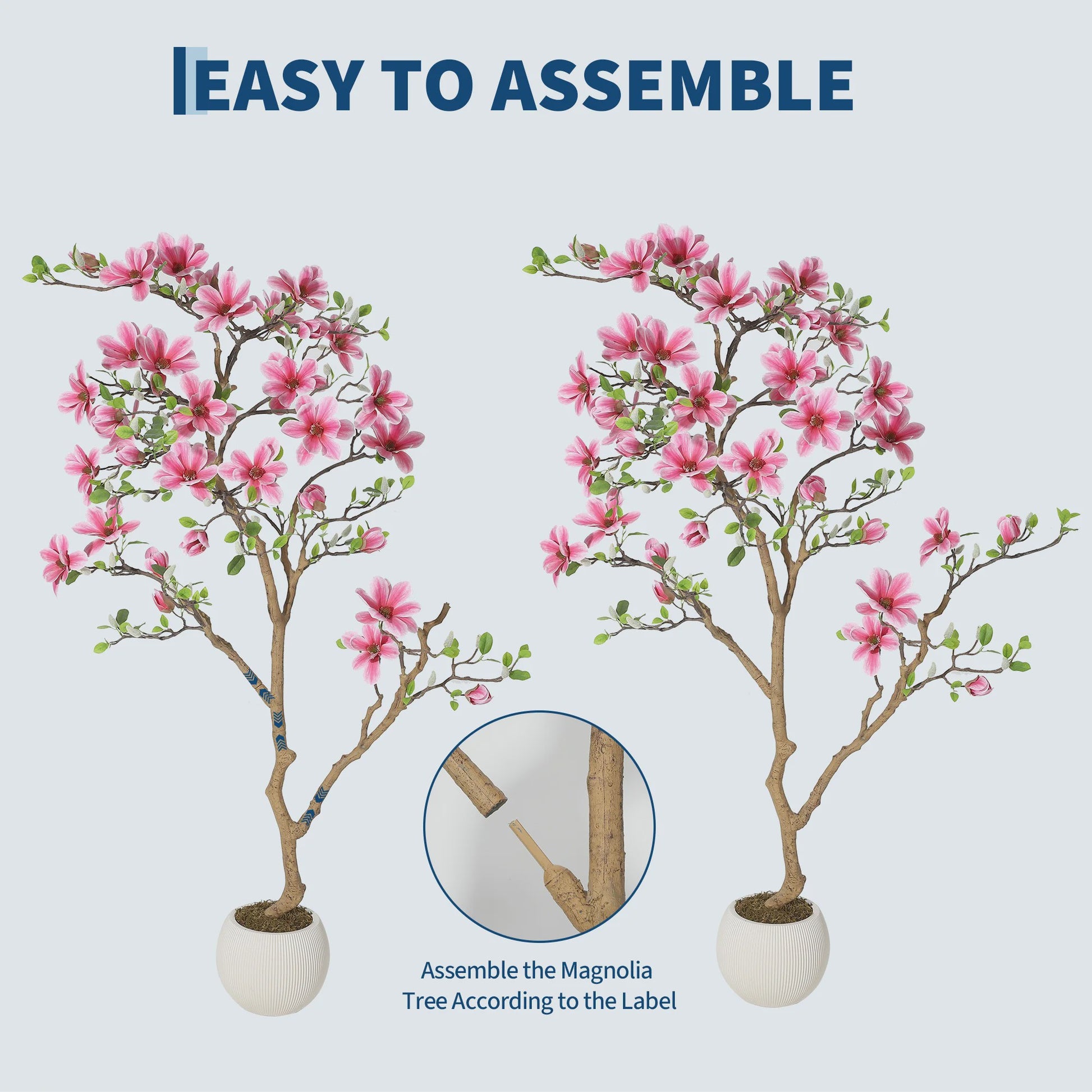 Levensgetrouwe Roze Magnolia Kunstboom - Realistische Zijde Plant in Pot voor Woonkamer Entree